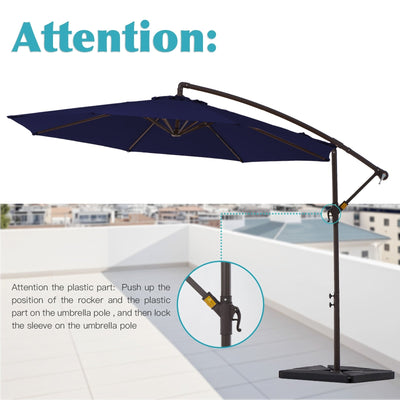 Parasol déporté à manivelle en acier de 10 pieds avec base lestée
