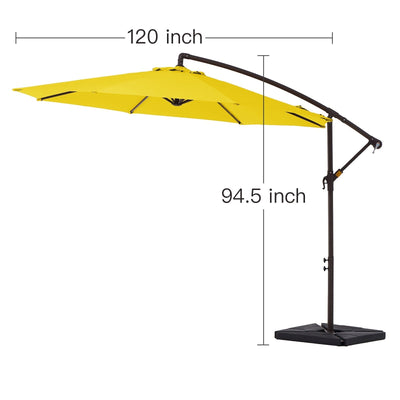 Parasol déporté à manivelle en acier de 10 pieds avec base lestée