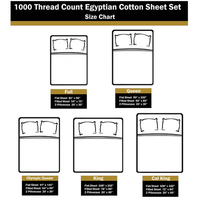 Parure de draps en coton égyptien de qualité supérieure 1000 fils au pouce carré, à poches profondes et à motif uni