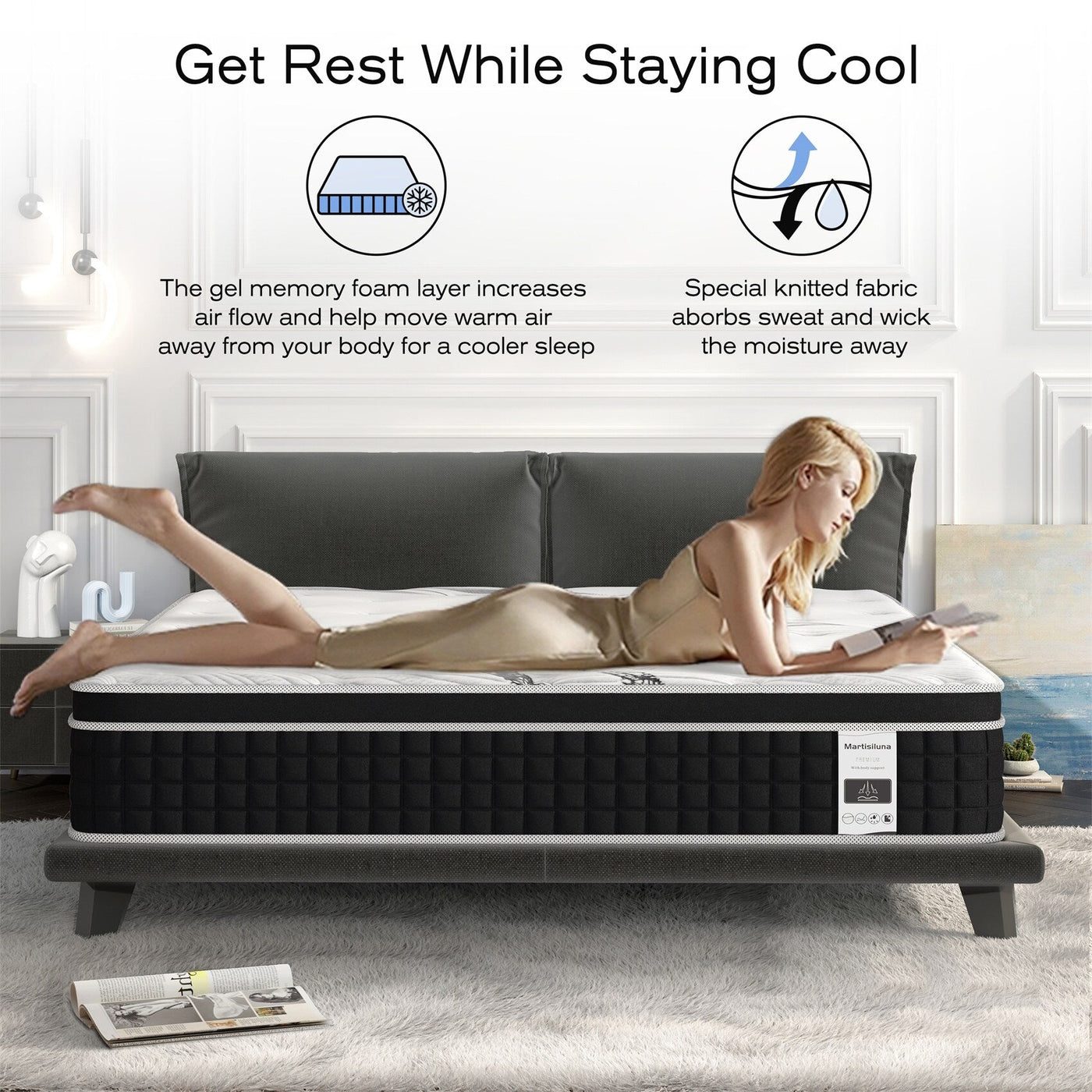 Matelas hybride en mousse à mémoire de forme de 12 pouces dans une boîte