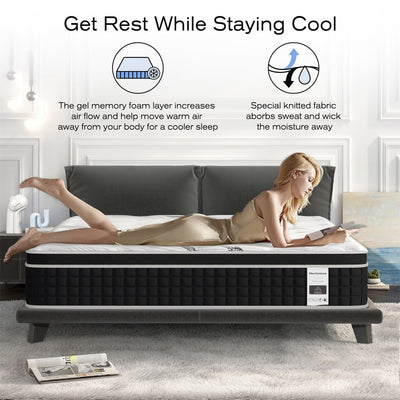 Matelas hybride en mousse à mémoire de forme de 12 pouces dans une boîte