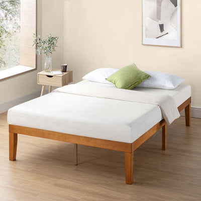 Cadre de lit plateforme classique en bois massif de 16 pouces, disponible en plusieurs finitions