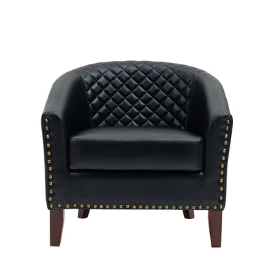 Lot de 2 chaises d'appoint tonneau en cuir vegan de 29 W avec garniture cloutée