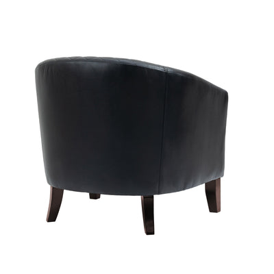 Lot de 2 chaises d'appoint tonneau en cuir vegan de 29 W avec garniture cloutée