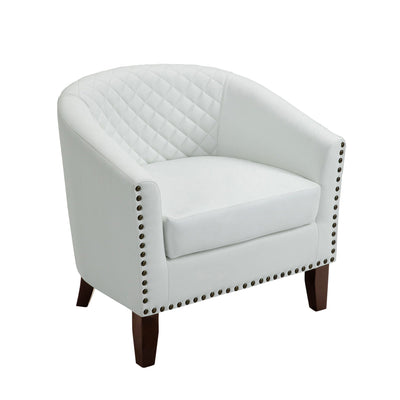 Lot de 2 chaises d'appoint tonneau en cuir vegan de 29 W avec garniture cloutée