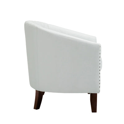 Lot de 2 chaises d'appoint tonneau en cuir vegan de 29 W avec garniture cloutée