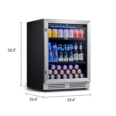 Réfrigérateur à boissons de 24 pouces, 140 canettes, pour boissons gazeuses et vins - 24 pouces