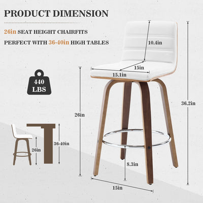 Tabourets de bar/comptoir pivotants en similicuir 26/29, lot de 2/3