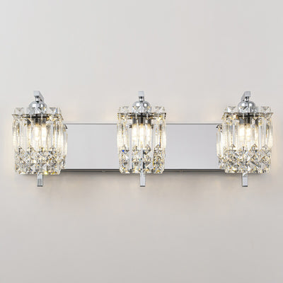 Applique murale en cristal à 3 lumières pour miroir de salle de bain moderne et glamour