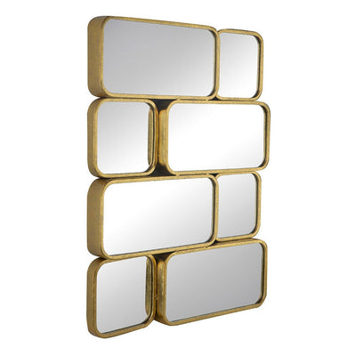 Miroir mural de luxe de 32 pouces, 8 cadres métalliques incurvés finition dorée