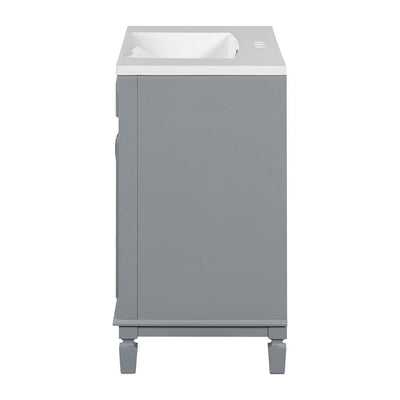 Meuble-lavabo moderne de 36 po avec lavabo supérieur et armoire à miroir, 2 portes et 2 tiroirs