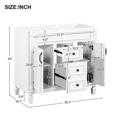 Meuble-lavabo moderne de 36 po avec lavabo supérieur et armoire à miroir, 2 portes et 2 tiroirs
