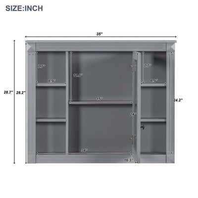 Meuble-lavabo moderne de 36 po avec lavabo supérieur et armoire à miroir, 2 portes et 2 tiroirs
