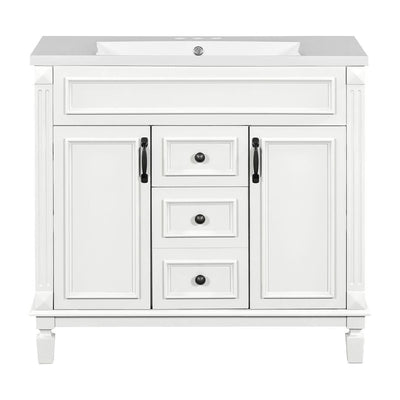 Meuble-lavabo moderne de 36 po avec lavabo supérieur et armoire à miroir, 2 portes et 2 tiroirs