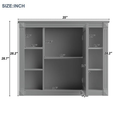 Meuble-lavabo moderne de 36 po avec lavabo supérieur et armoire à miroir, 2 portes et 2 tiroirs