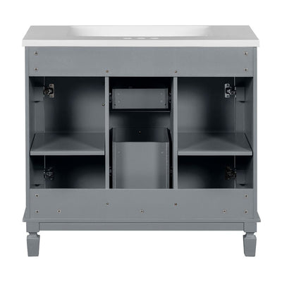 Meuble-lavabo moderne de 36 po avec lavabo supérieur et armoire à miroir, 2 portes et 2 tiroirs
