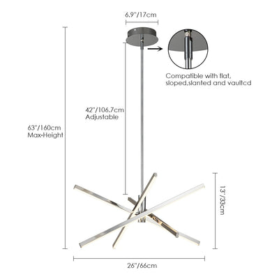 Lustre LED moderne en aluminium noir/doré, plafonnier linéaire Spoutnik pour salon/salle à manger/cuisine