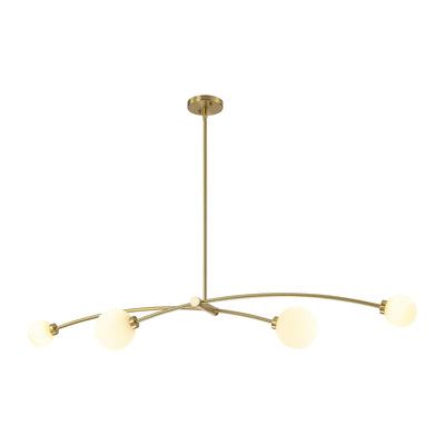 Suspension Sputnik linéaire simple et moderne à 4 lumières, couleur or, pour îlot de cuisine ou salle à manger – 130 cm (l) x 28 cm (p) x 15 cm (h).