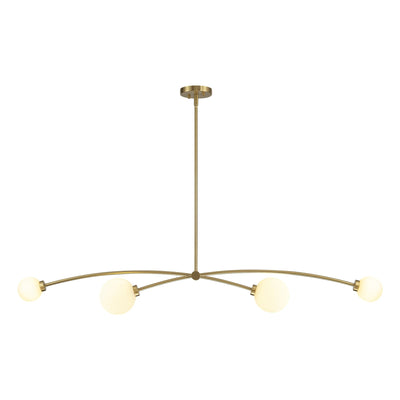 Suspension Sputnik linéaire simple et moderne à 4 lumières, couleur or, pour îlot de cuisine ou salle à manger – 130 cm (l) x 28 cm (p) x 15 cm (h).