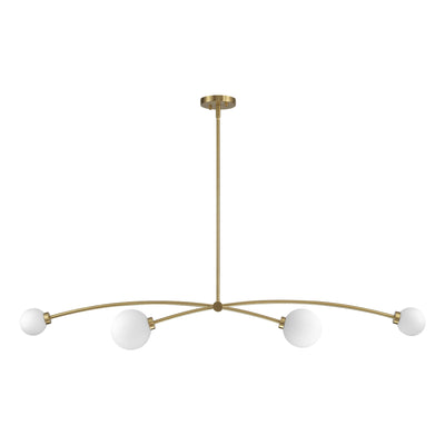Suspension Sputnik linéaire simple et moderne à 4 lumières, couleur or, pour îlot de cuisine ou salle à manger – 130 cm (l) x 28 cm (p) x 15 cm (h).