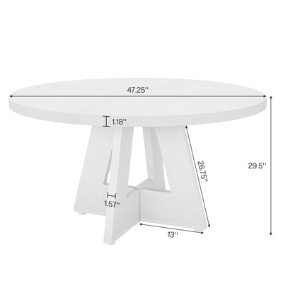 Table à manger ronde 47 pouces pour 4 personnes, table de cuisine de style campagnard, petite table à dîner en bois pour salle à manger et salon