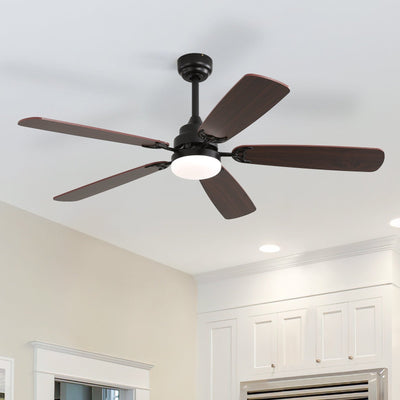 Ventilateur de plafond à LED intégré 48 et 52 pouces avec lumière et télécommande, moteur CC réversible