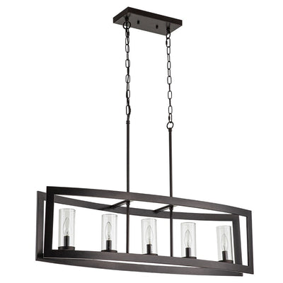 Lustre rectangulaire en verre vintage à 5 lumières pour îlot de cuisine industriel moderne du milieu du siècle