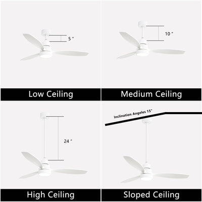 Ventilateur de plafond à LED intégré 48 et 52 pouces avec lumière et télécommande, moteur CC réversible