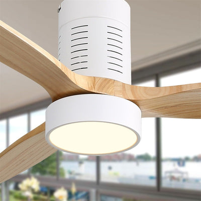Ventilateur de plafond encastré de style campagnard de 52 pouces avec éclairage et télécommande, moteur CC réversible