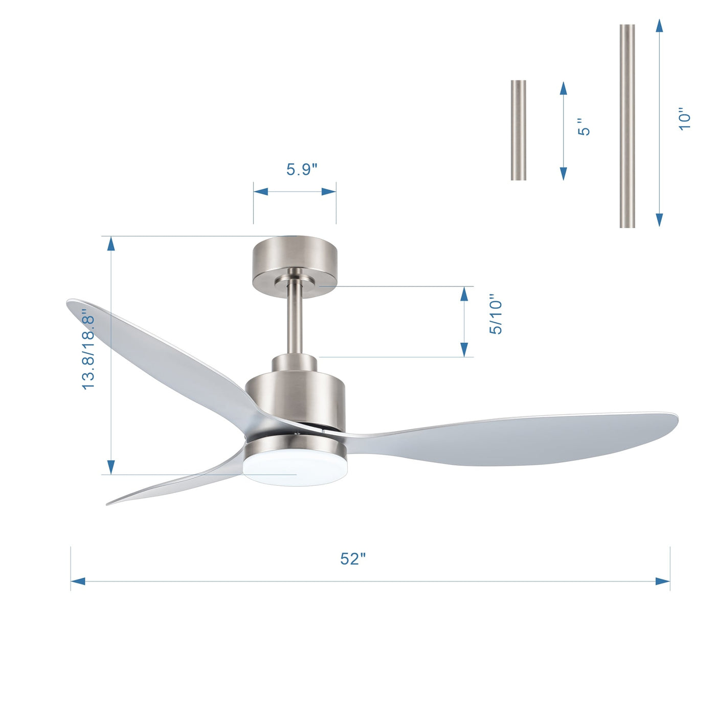 Ventilateur de plafond à DEL de 52 pouces avec télécommande (3 pales)