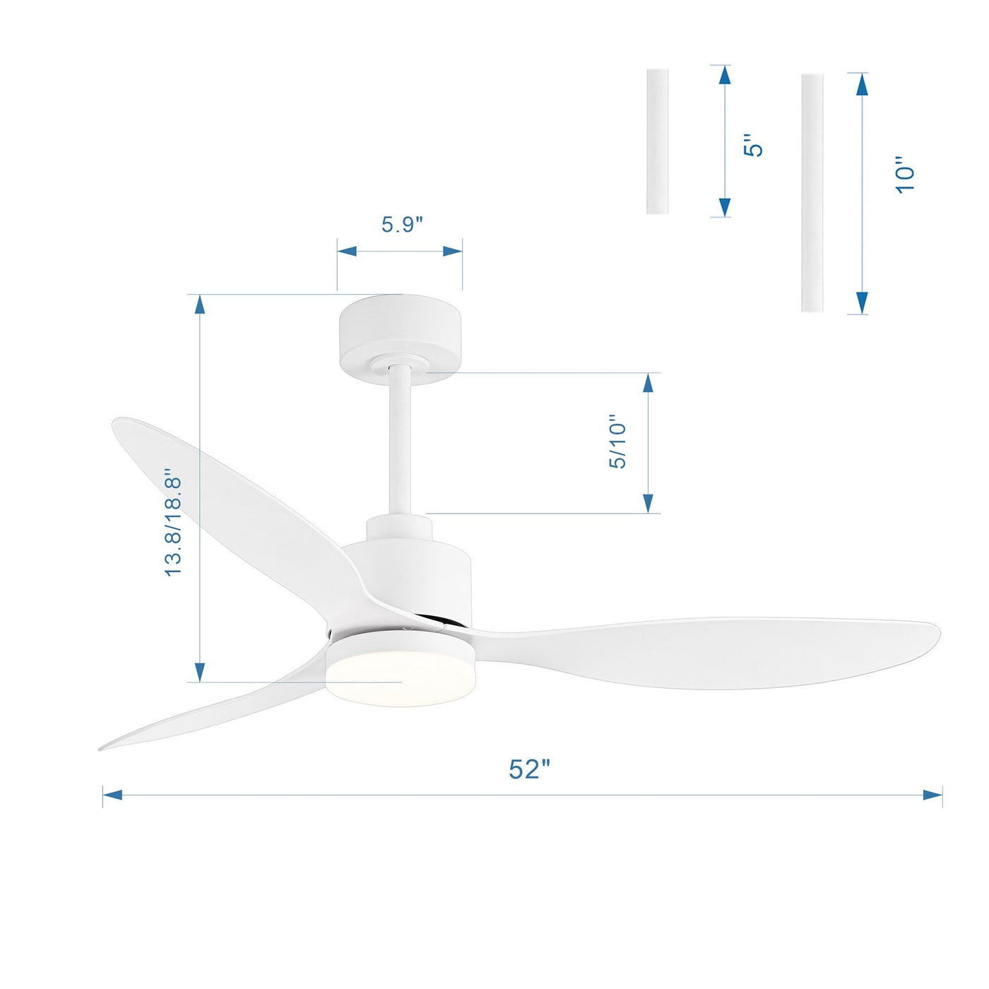 Ventilateur de plafond à DEL de 52 pouces avec télécommande (3 pales)