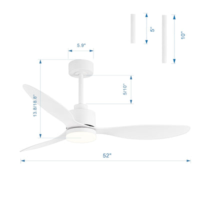 Ventilateur de plafond à DEL de 52 pouces avec télécommande (3 pales)