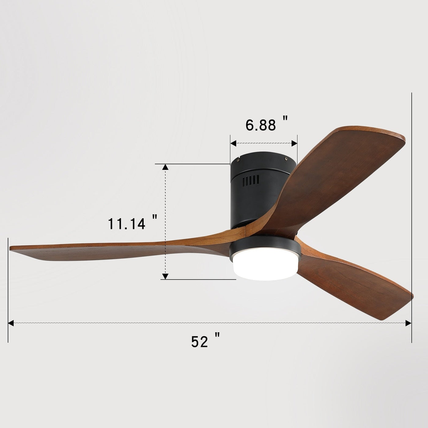Ventilateur de plafond encastré Sofucor 52 pouces avec télécommande, moteur réversible et éclairage intégré en option