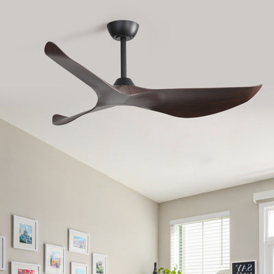 Ventilateur de plafond moderne en bois massif/ABS de 52 pouces avec télécommande (sans lumière), 6 vitesses de vent, flux d'air réversible