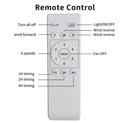 Ventilateur de plafond moderne en bois massif/ABS de 52 pouces avec télécommande (sans lumière), 6 vitesses de vent, flux d'air réversible