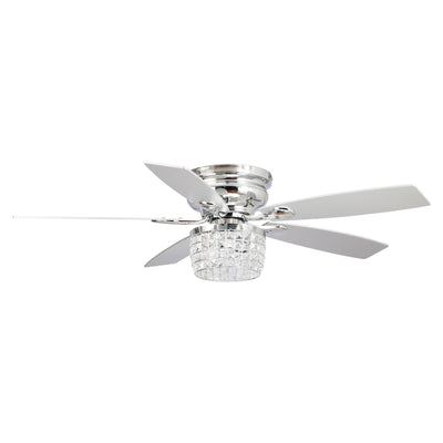 Ventilateur de plafond encastré en cristal chromé de 52 pouces avec kit d'éclairage et télécommande