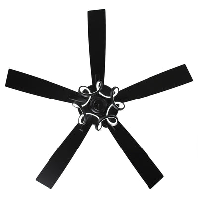 Ventilateur de plafond LED d'intérieur moderne chromé/noir à intensité variable avec lumière et télécommande