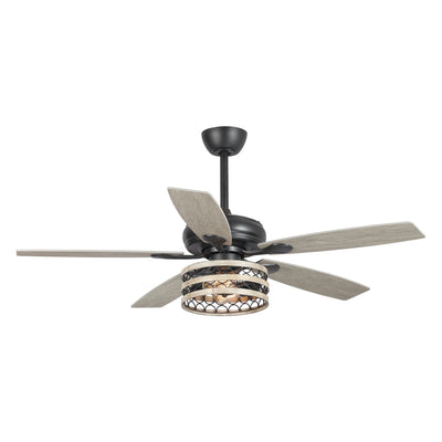 Ventilateur de plafond cage noir à 5 pales Farmhouse Driftwood avec télécommande