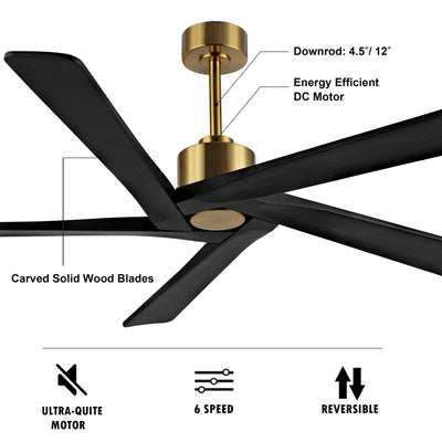 Ventilateur de plafond d'intérieur WINGBO 54 pouces avec moteur à courant continu sans éclairage - N/A