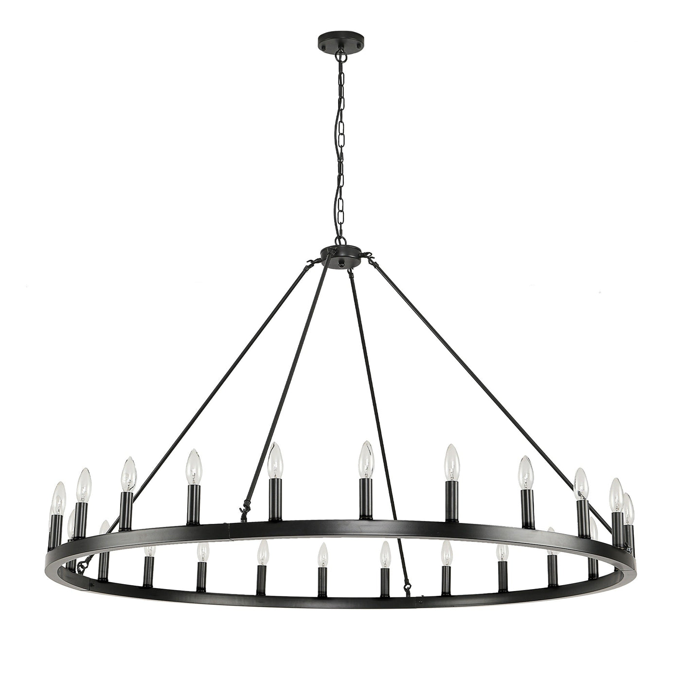 Lustre rond à 24 lumières en forme de roue de chariot de 54 pouces