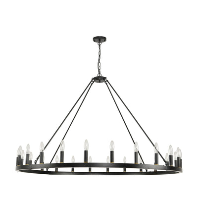 Lustre rond à 24 lumières en forme de roue de chariot de 54 pouces
