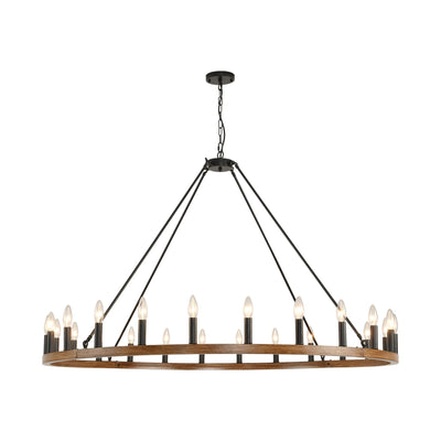 Lustre rond à 24 lumières en forme de roue de chariot de 54 pouces