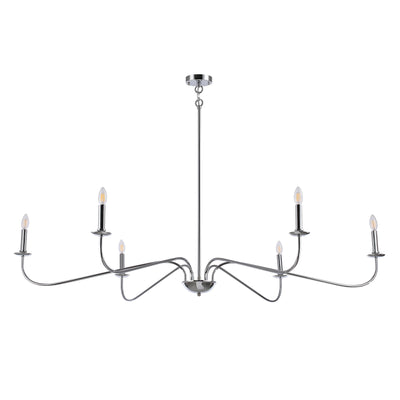 Lustre minimaliste à 6 lumières de 64 pouces, noir mat, or et chrome - N/A
