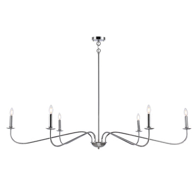 Lustre minimaliste à 6 lumières de 64 pouces, noir mat, or et chrome - N/A