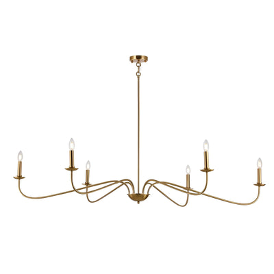 Lustre minimaliste français classique à 6 lumières avec éclairage de style bougie