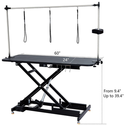 Table de toilettage hydraulique pour chiens à hauteur réglable (60 pouces)