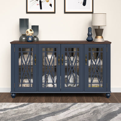 Buffet d'appoint de cuisine en bois de style vintage de 63 po de largeur