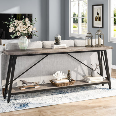 Table console d'entrée de style industriel extra-longue de 70,9 pouces