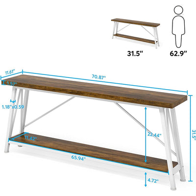 Table console d'entrée de style industriel extra-longue de 70,9 pouces