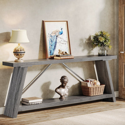 Console de canapé en bois rustique de 70,9 pouces de long avec étagère de rangement